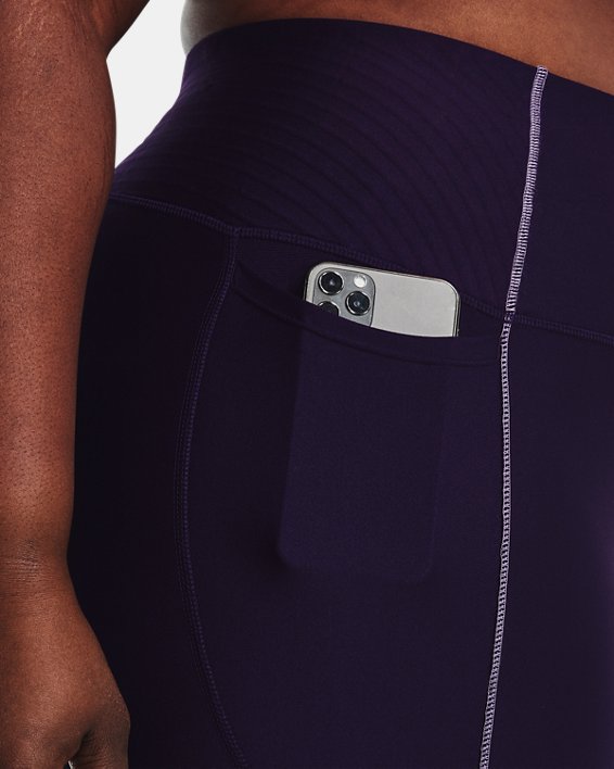 女士HeatGear® No-Slip Waistband九分褲, Purple, pdpMainDesktop image number 3